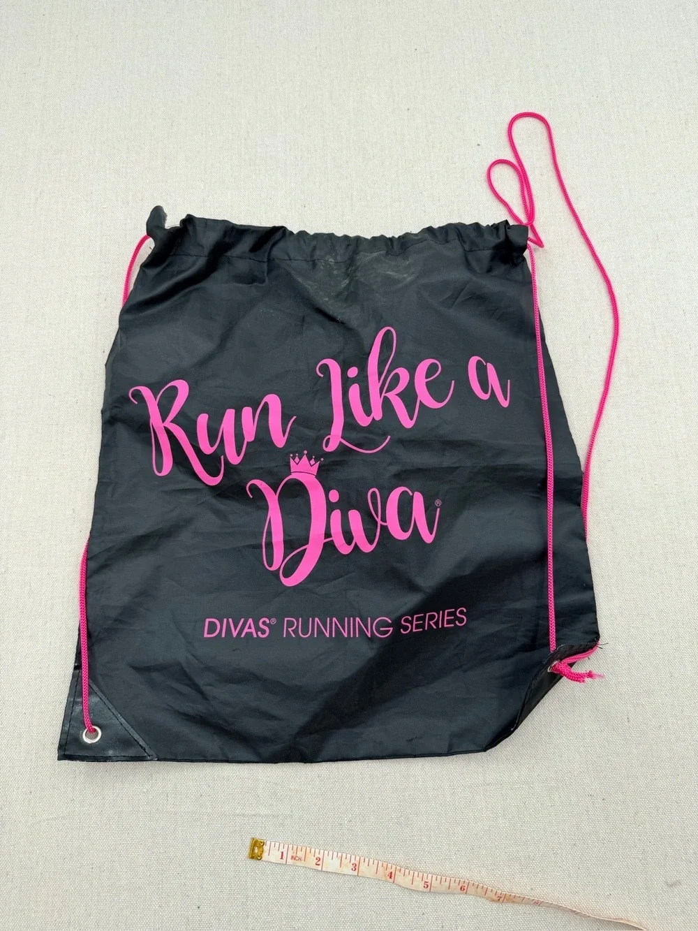 Divas Run Like a Diva Black & Pink Drawstring Backpack
